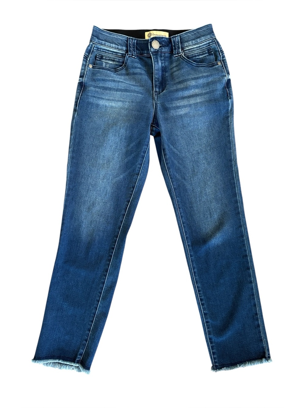 Democracy Ab Technology Cropped Ankle‎ Raw Frayed Hem Blue Jeans Size 2